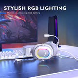 FIFINE-RGB Gaming Headset com som surround 7.1 e microfone, fone de ouvido Over-ear, controle em linha para PC, PS4, PS5, Ampligame-H6W