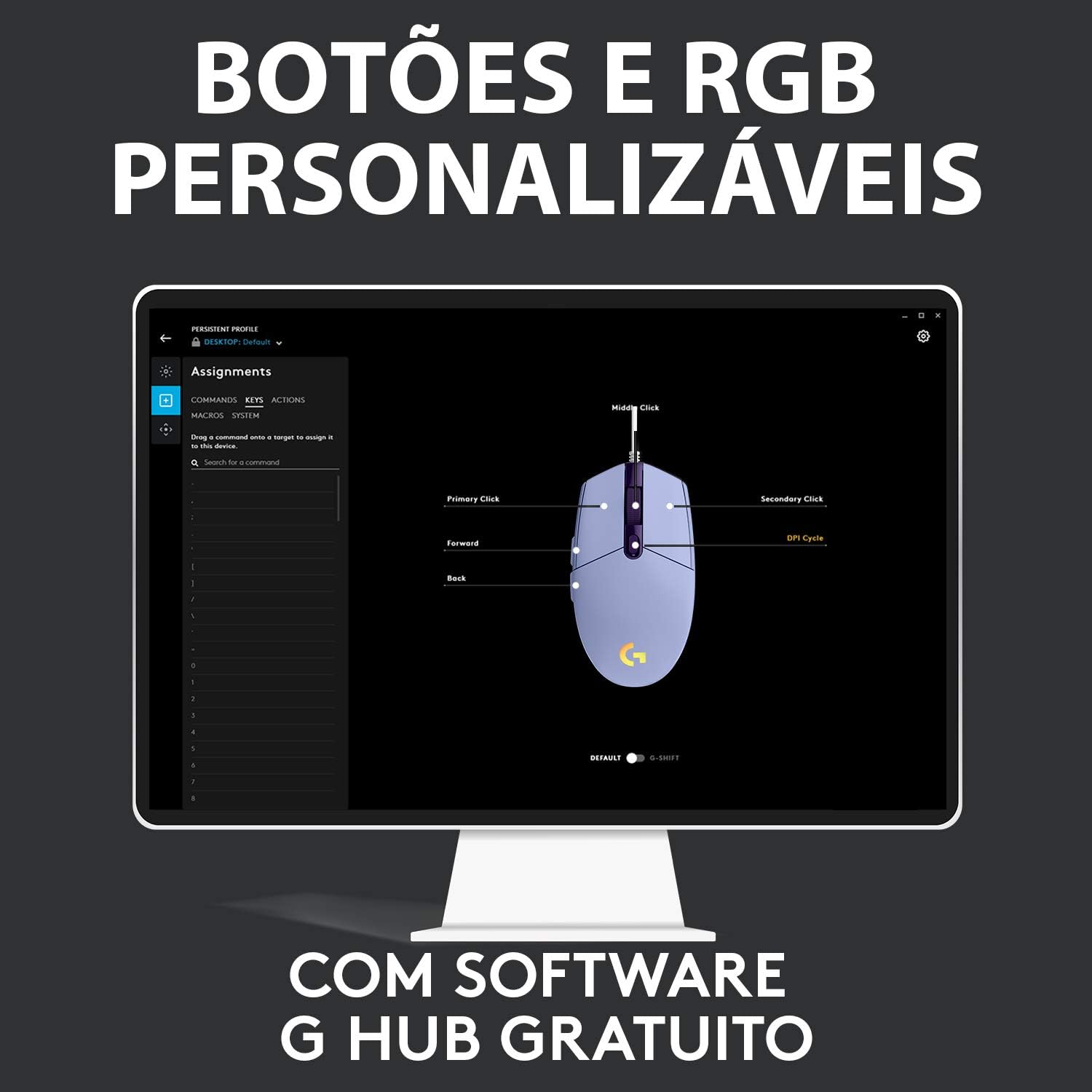 Mouse Logitech g102 lightspeed mouse para jogos com fio (ROXO)