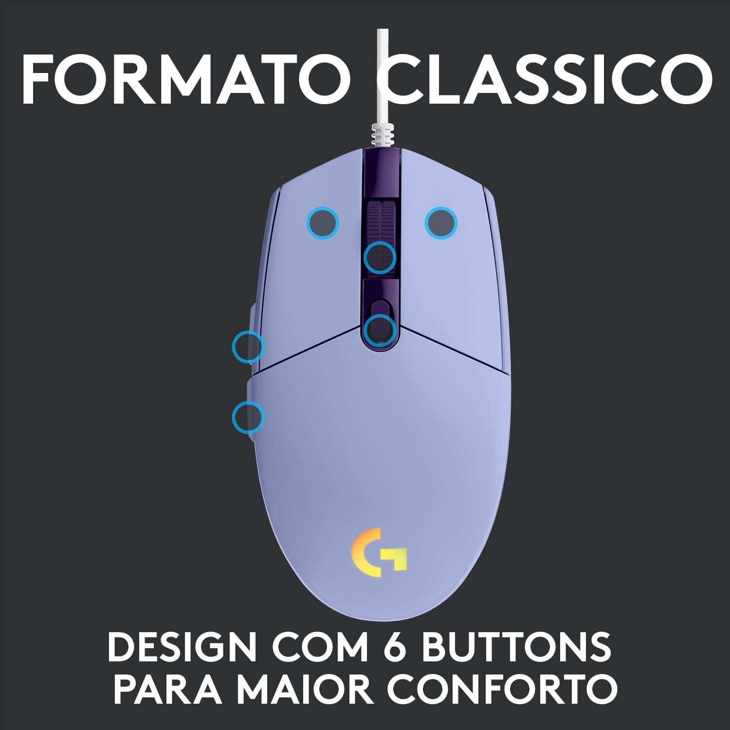 Mouse Logitech g102 lightspeed mouse para jogos com fio (ROXO)