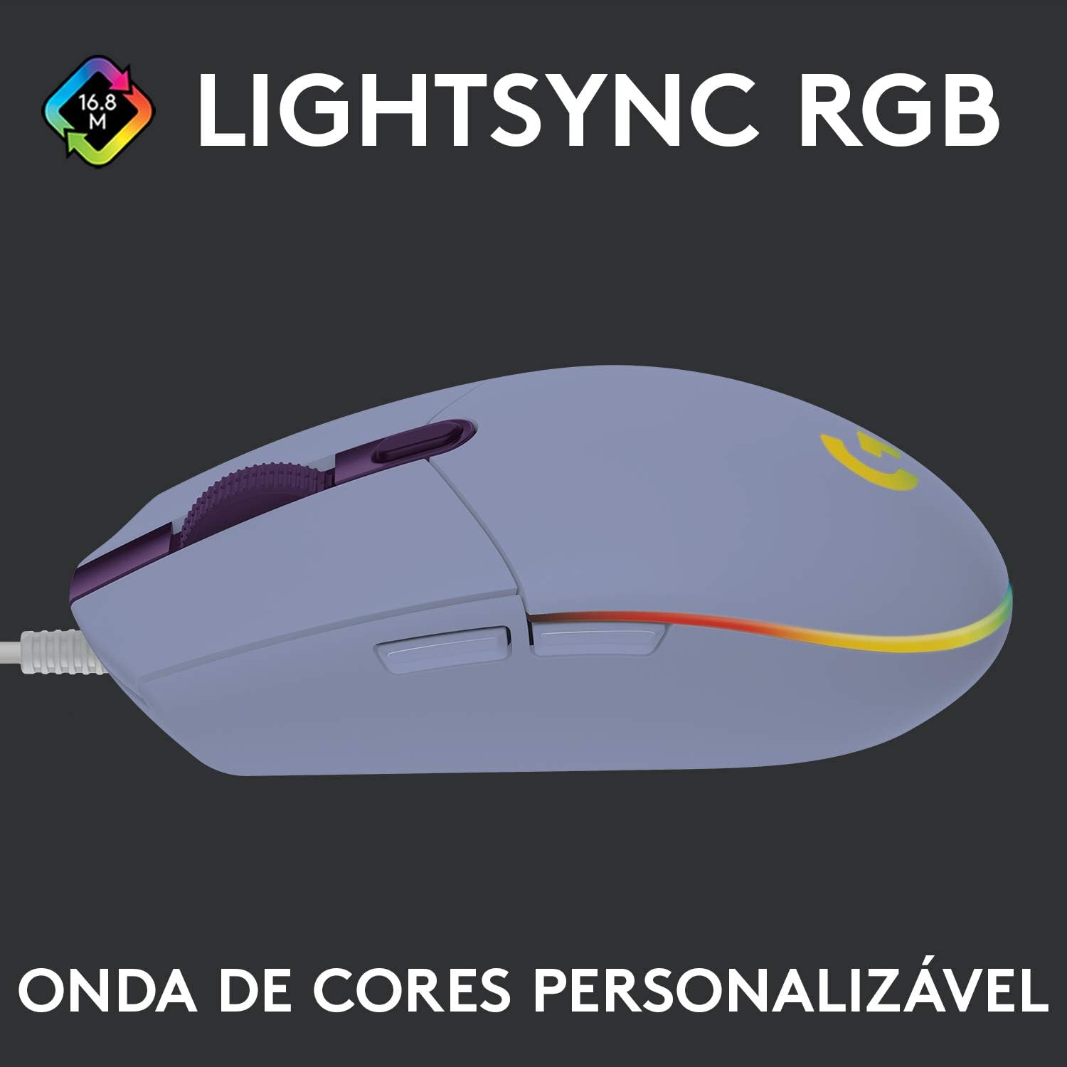 Mouse Logitech g102 lightspeed mouse para jogos com fio (ROXO)