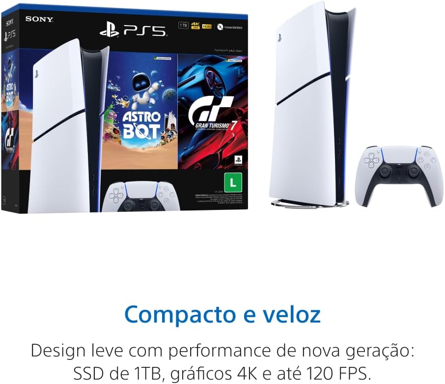 PlayStation®5 Slim Digital -Pacote ASTRO BOT e Gran Turismo 7 NOVO LACRADO