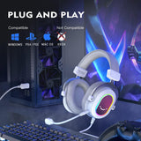 FIFINE-RGB Gaming Headset com som surround 7.1 e microfone, fone de ouvido Over-ear, controle em linha para PC, PS4, PS5, Ampligame-H6W