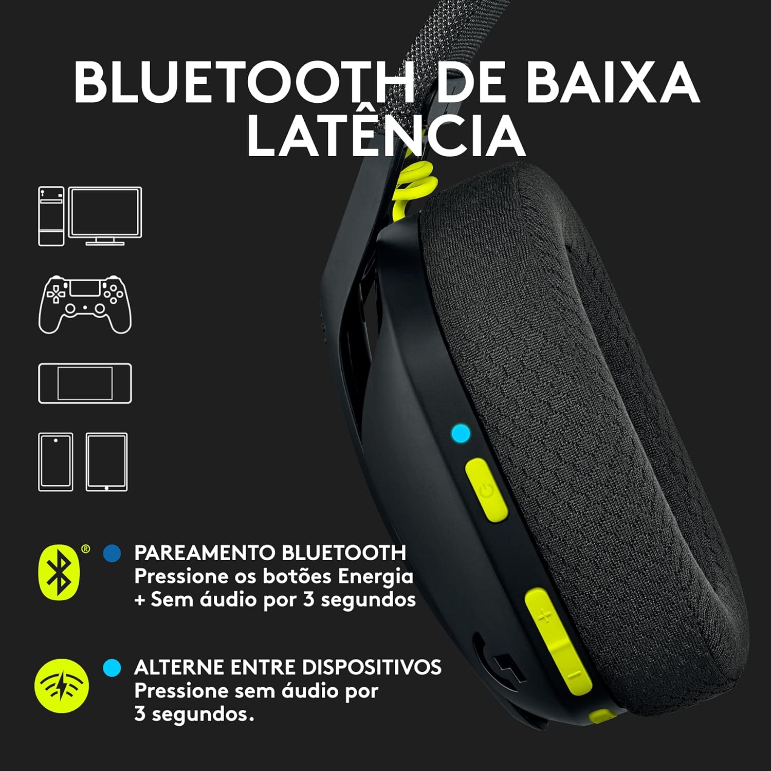 Headset Gamer Sem Fio Logitech G435 Lightspeed