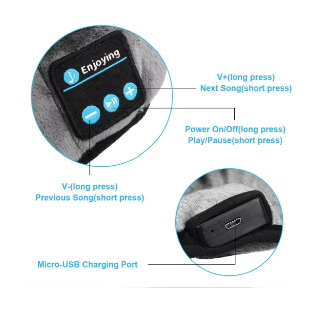 Tapa Olho Máscara Dormir Fone De Ouvido Bluetooth Confortável