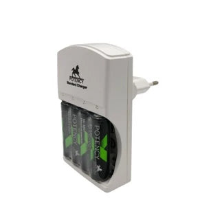 Carregador + 4 Pilhas Aa 4800mah Potency Recarregável