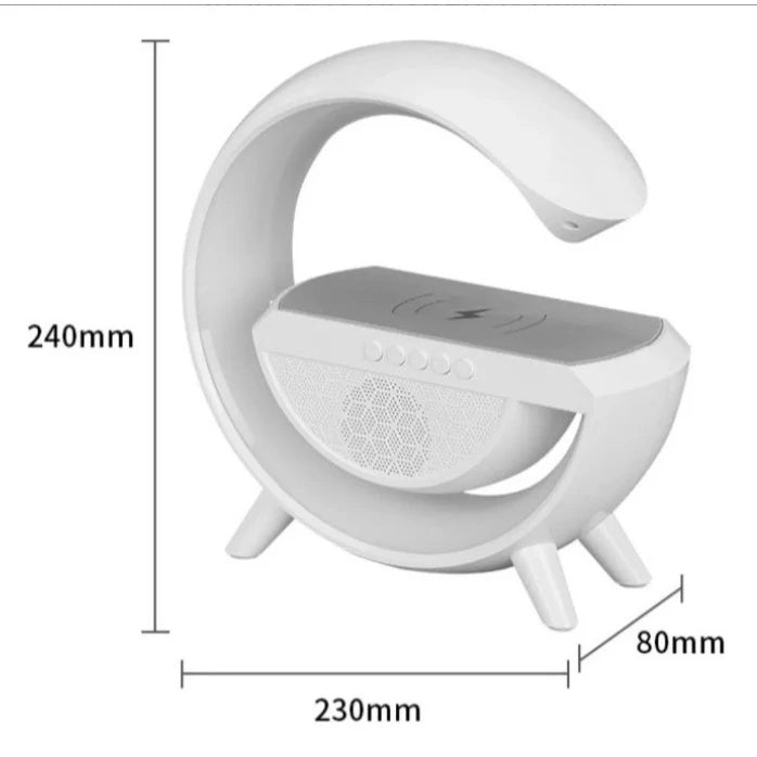 Caixa de Som G-Speaker Luminária Bluetooth Carregador Grande (COM RELOGIO) 8423