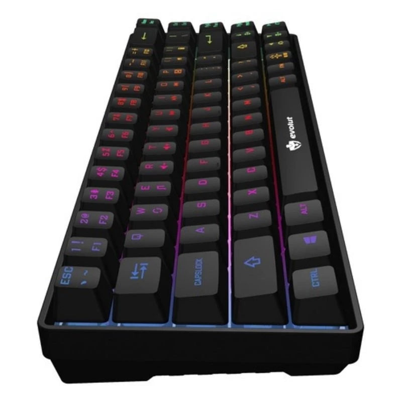 TECLADO GAMER MEMBRANA FAY PRETO LED RAINBOW 60% COM FIO - EVOLUT GAMER