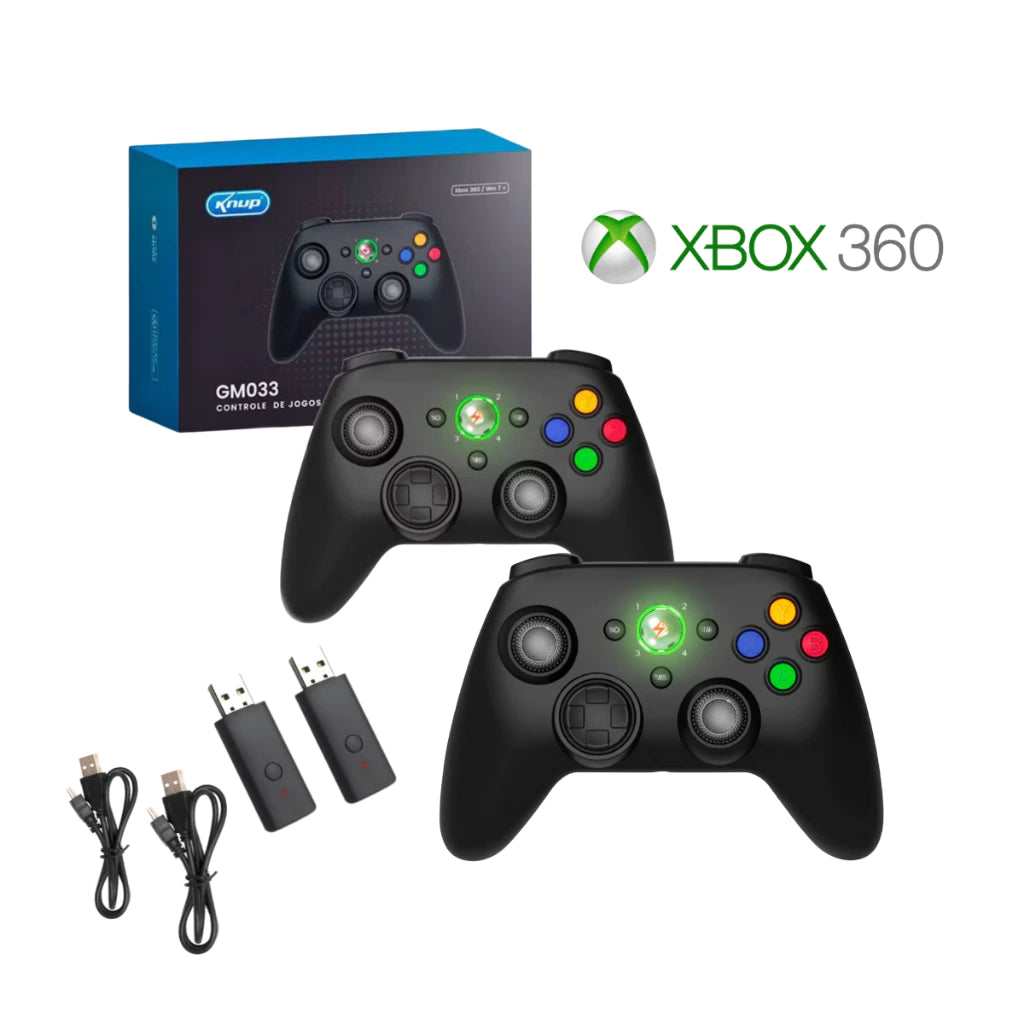 Controle para Xbox360 e PC Gamer Console Joystick sem fio com bateria recarregável