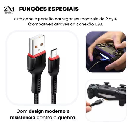 Cabo Carregador Controle PS4 e XBOX One 3m USB