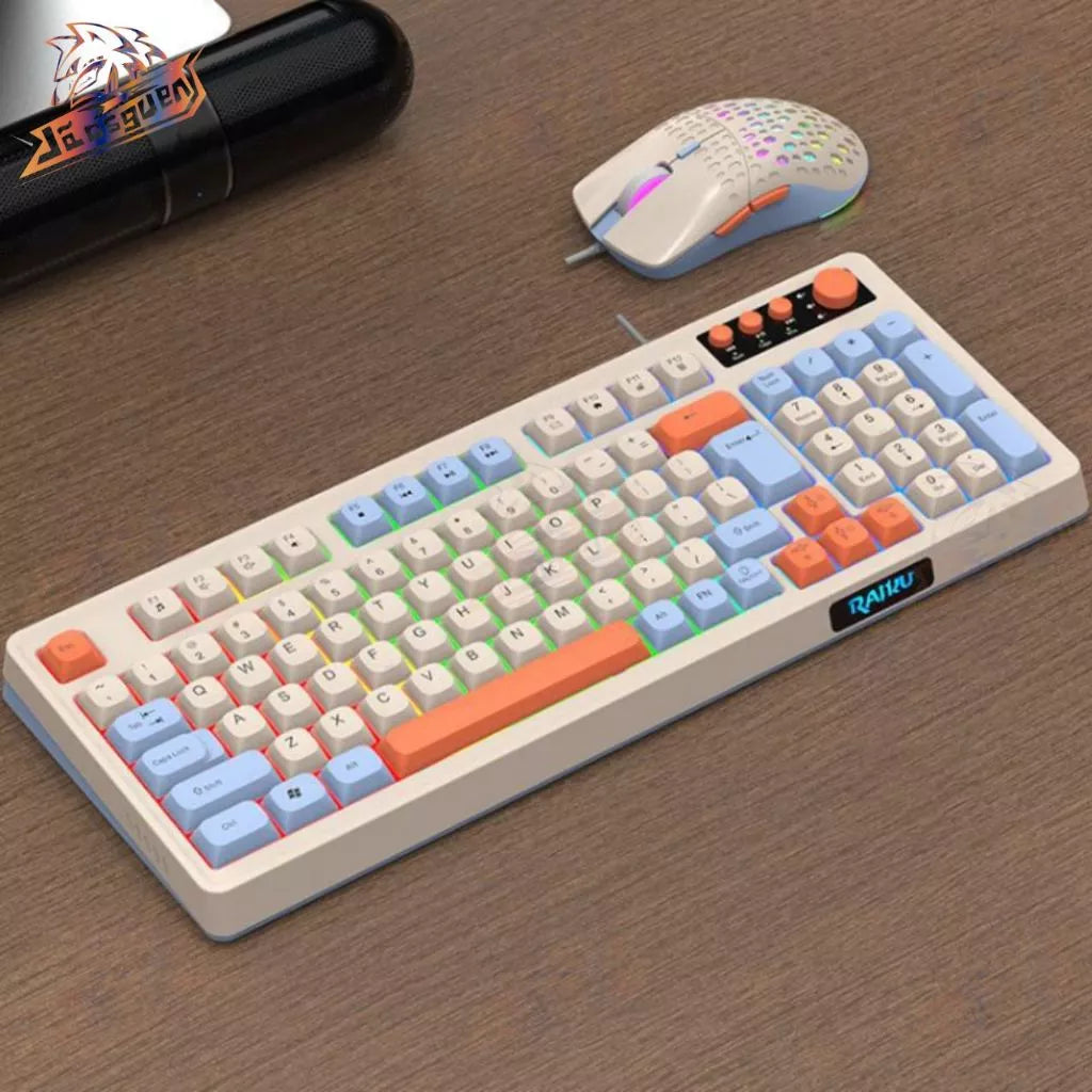 Kit Teclado E Mouse De Gamer Com Fio Para Três combinações de cores Iluminado 98 Teclas