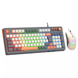 Kit Teclado E Mouse De Gamer Com Fio Para Três combinações de cores Iluminado 98 Teclas CINZA