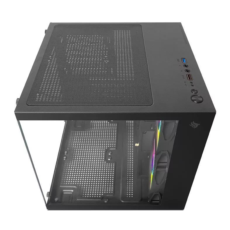 Gabinete Gamer Pichau Atom X, Mini-Tower, Lateral de Vidro, Com 2 Fans, Preto, PG-ATOMX-BK