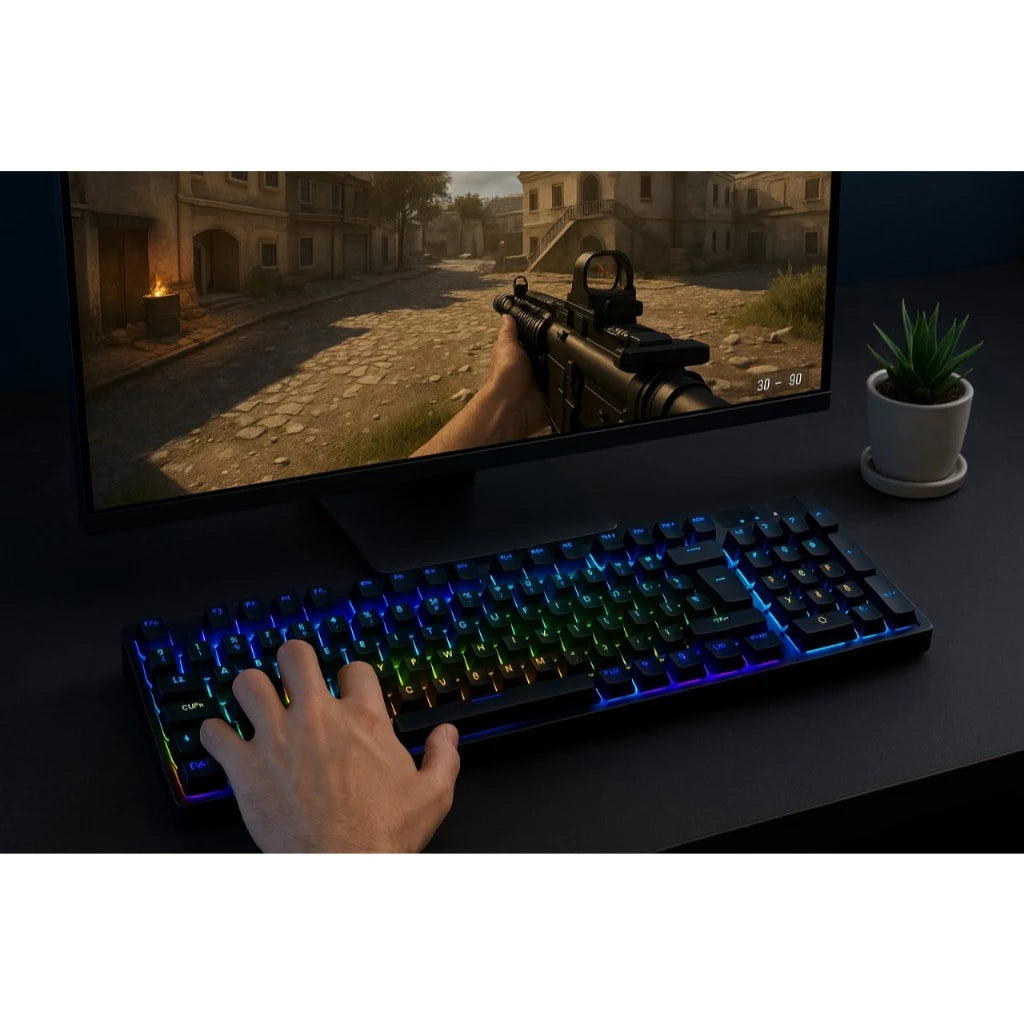 Teclado Gamer Mecânico 100% RGB ABNT2 (Ç) Profissional Compacto Iluminação Ajustável alta performace