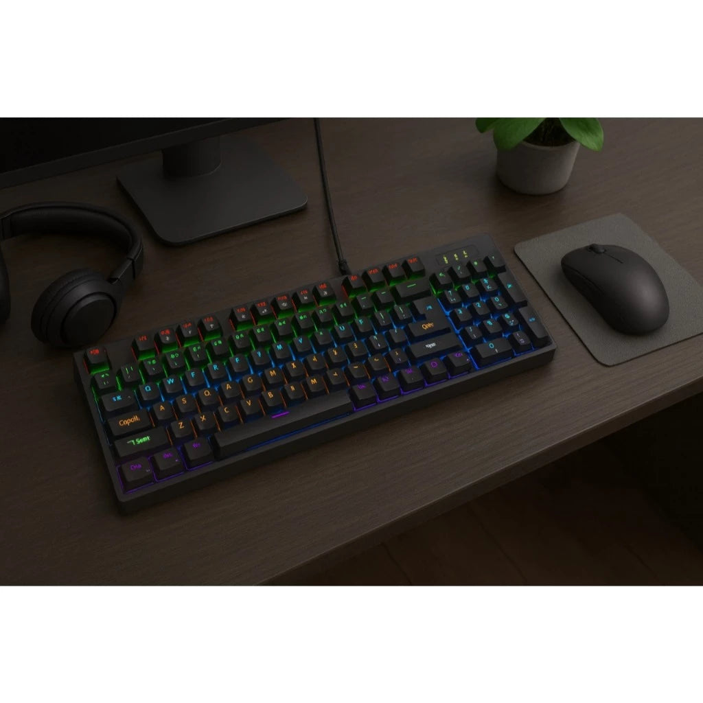 Teclado Gamer Mecânico 100% RGB ABNT2 (Ç) Profissional Compacto Iluminação Ajustável alta performace