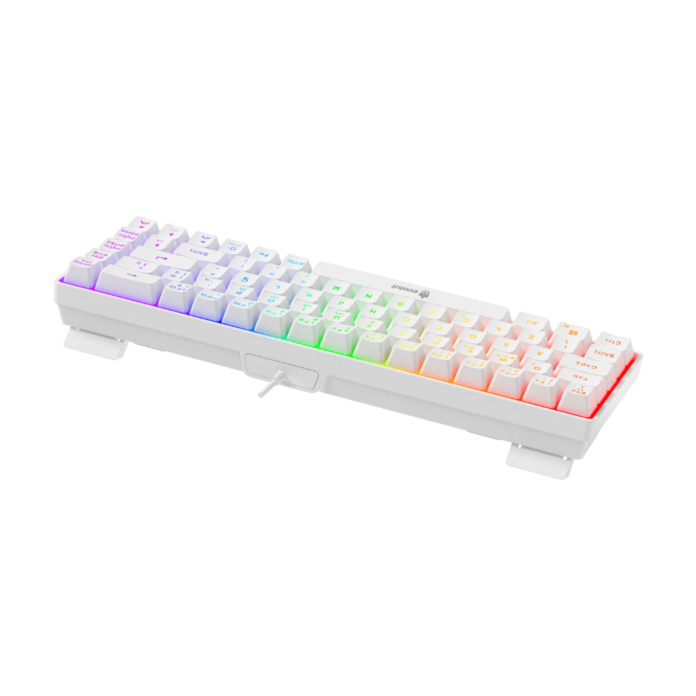 TECLADO GAMER MEMBRANA FAY Branco LED RAINBOW 60% COM FIO - EVOLUT GAMER