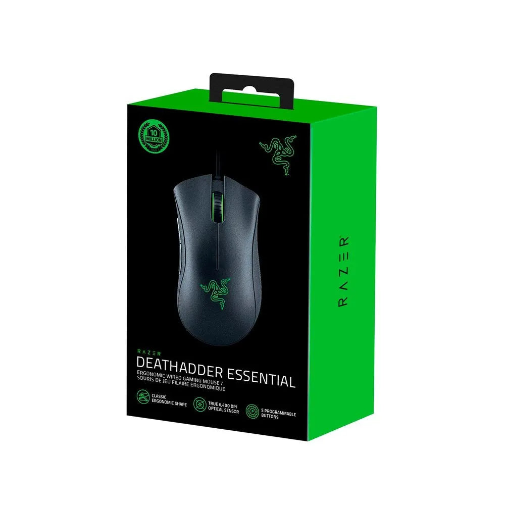 Razer DeathAdder Essential Mouse Gaming com Fio, 6400 DPI, 5 Botões Independentes para PC e Laptop Gamer