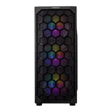 GABINETE GAMER MANCER HEXER, RAINBOW, MID-TOWER, LATERAL DE VIDRO, COM 3 FANS, PRETO, MCR-HEX-RB01