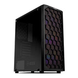 GABINETE GAMER MANCER HEXER, RAINBOW, MID-TOWER, LATERAL DE VIDRO, COM 3 FANS, PRETO, MCR-HEX-RB01