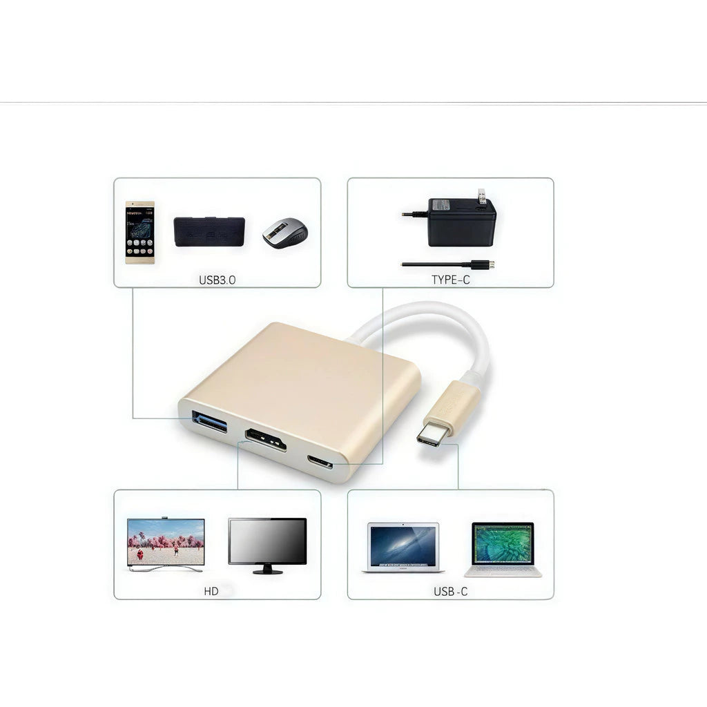 Adaptador de interface multimídia Battony USB C para HD com saída 4K, porta USB C,