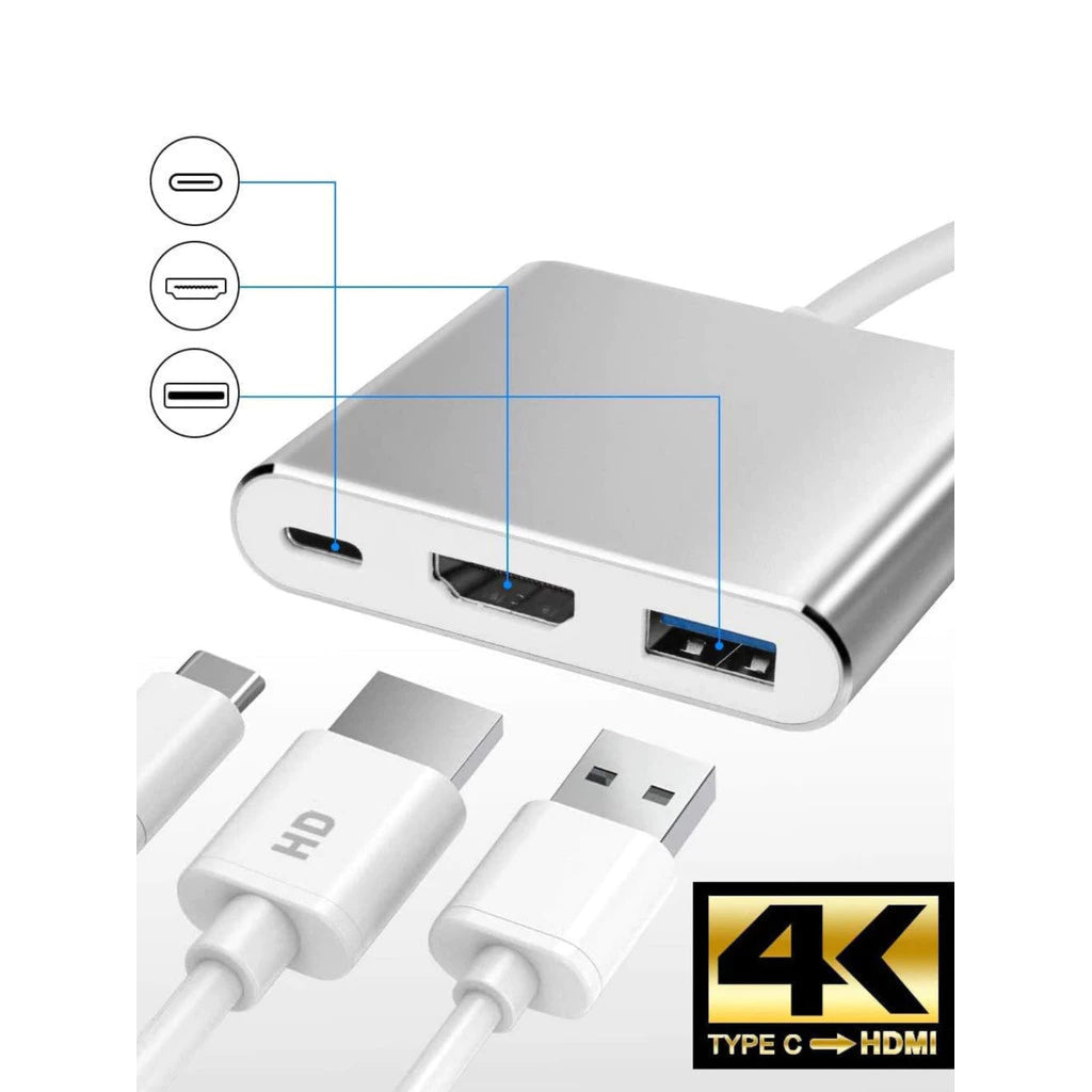 Adaptador de interface multimídia Battony USB C para HD com saída 4K, porta USB C,