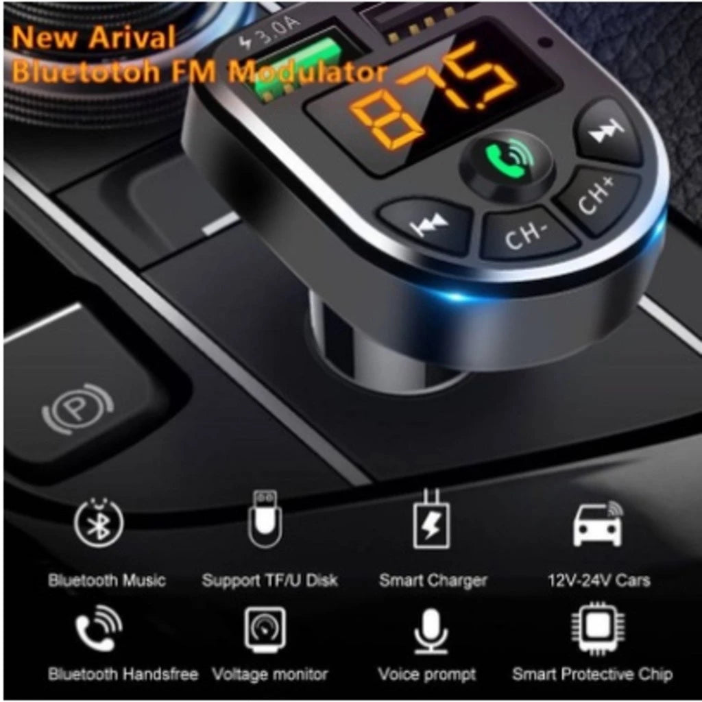 Carregador de Carro Transmissor FM Bluetooth Rádio Mp3 para Carro