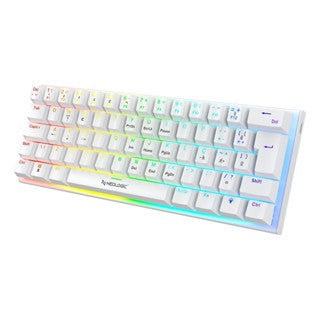 Teclado Gamer Mecânico Neologic Precision Pro Polar 60% RGB Hot Swap 61 Teclas Switch Blue Branco Cabo Tipo C - Proplr-blue