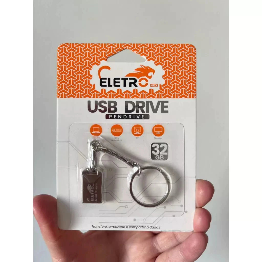 Mini Pendrive Eletro Original – Chaveiro Metálico USB 2.0 8GB