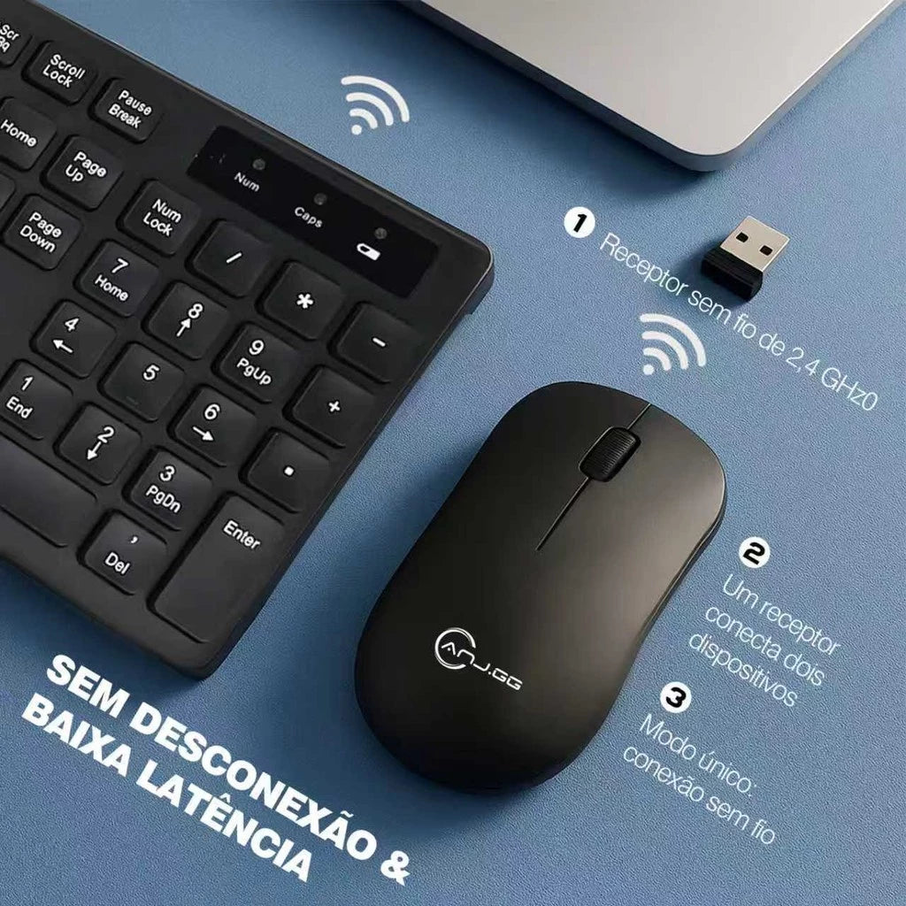 Kit Teclado E Mouse Sem Fio Wireless 2.4ghz 3200dpi Óptico SusStore